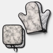白大理石 鍋つかみ&鍋敷きセット (正面/裏面)