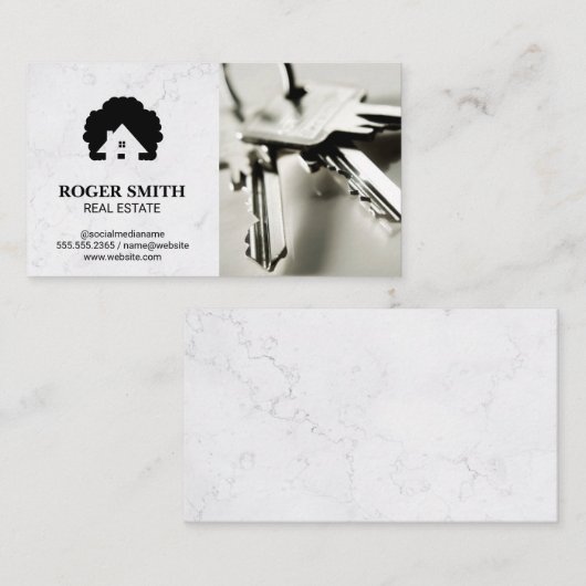 白大理石 |鍵 名刺 (正面/裏面)