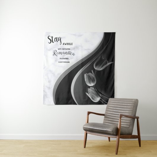 白大理石、黒塗り、金ゴールド タペストリー (インサイチュ)