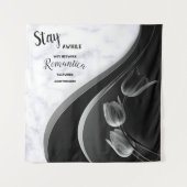 白大理石、黒塗り、金ゴールド タペストリー (正面)