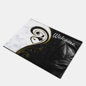 白大理石、黒塗り、金ゴールド ドアマット (アングル)