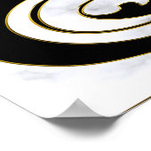 白大理石、黒塗り、金ゴールド ポスター (角)