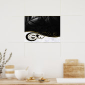 白大理石、黒塗り、金ゴールド ポスター (キッチン)