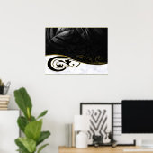 白大理石、黒塗り、金ゴールド ポスター (ホームオフィス)