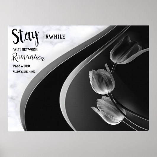 白大理石、黒塗り、金ゴールド ポスター (正面)