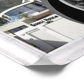 白大理石 – 黒抽象芸術チューリップ ポスター (角)