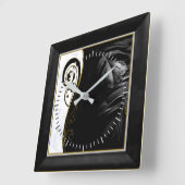 白大理石、黒、金ゴールド塗りグラフィック スクエア壁時計 (傾斜)