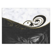 白大理石、黒、金ゴールド塗りグラフィック テーブルクロス (正面(横))