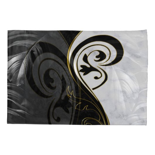 白大理石、黒、金ゴールド塗りグラフィック 枕カバー (裏面)