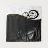 白大理石、黒、金ゴールド塗り タペストリー (正面(横))