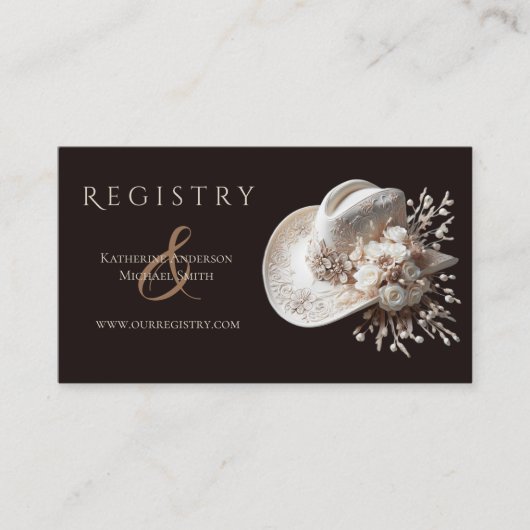 白女性のカーボーイ帽子(花結婚のレジストリ) 名刺 (正面)