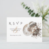 白女性のカーボーイ帽子(花結婚付) 出欠カード (スタンド正面)