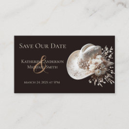 白女性のカーボーイ帽子(花結婚付) 名刺