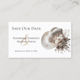 白女性のカーボーイ帽子(花結婚付) 名刺