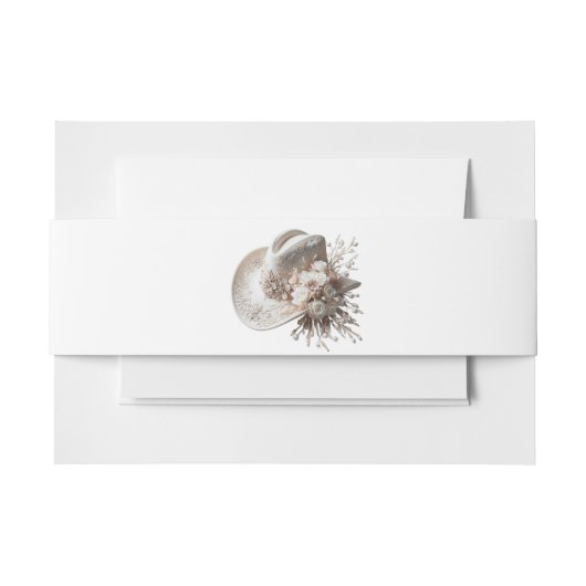 白女性のカーボーイ帽子(花結婚付) 招待状ベリーバンド (正面例)