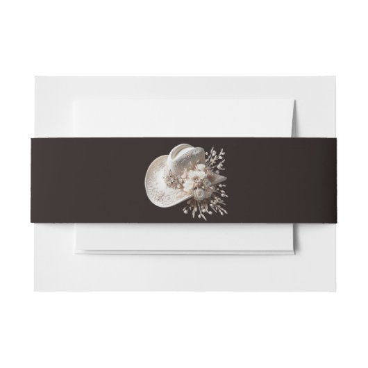 白女性のカーボーイ帽子(花結婚付) 招待状ベリーバンド (正面例)