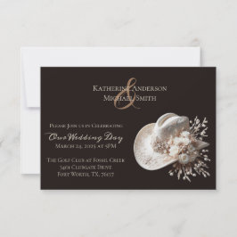 白女性のカーボーイ帽子(花結婚付) 招待状