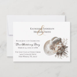 白女性のカーボーイ帽子(花結婚付) 招待状