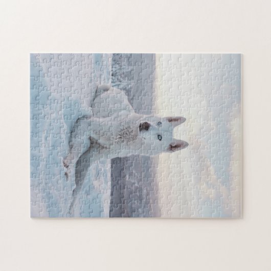 白威厳のあるいハスキー犬 ジグソーパズル (横)