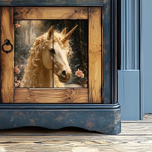 白威厳のある一角冬ファンタジー雪の森 薄葉紙