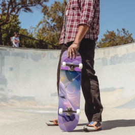 白威厳のある一角獣ファンタジー紫の夢のような空 スケートボード