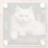 白威厳のある猫 ガラスコースター (裏面)