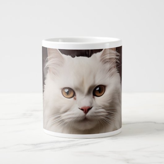 白威厳のある猫 ジャンボコーヒーマグカップ (正面)