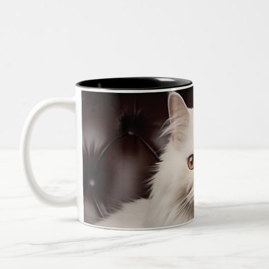 白威厳のある猫 ツートーンマグカップ (左)