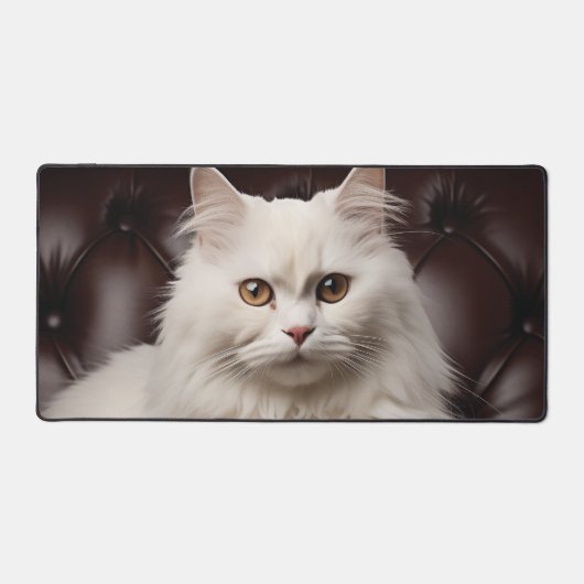 白威厳のある猫 デスクマット (正面)