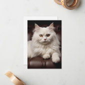 白威厳のある猫 ノートカード (正面/裏面インサイチュ)