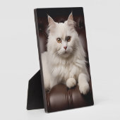 白威厳のある猫 フォトプラーク (側面)