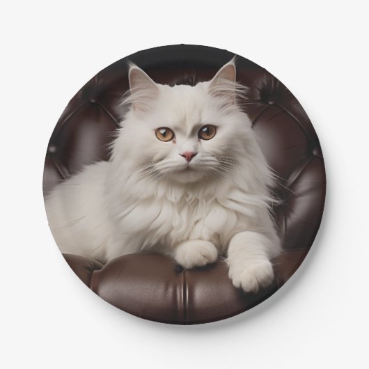 白威厳のある猫 ペーパープレート (正面)