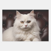 白威厳のある猫 ラッピングペーパーシート (正面2)