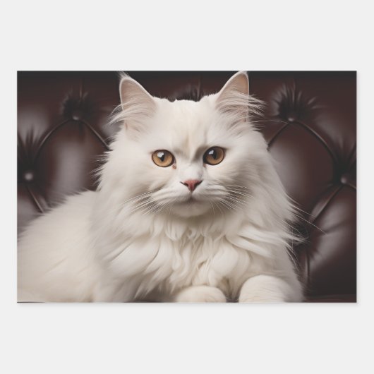 白威厳のある猫 ラッピングペーパーシート (正面)