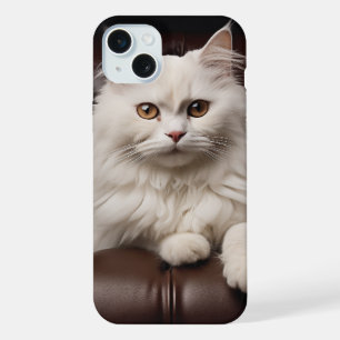 白威厳のある猫 iPhone 15 PLUSケース