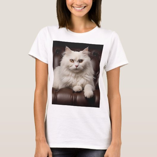 白威厳のある猫 Tシャツ (正面)