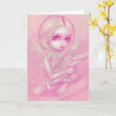 "白子わに天使"の挨拶状 カード (黄色い花)