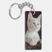 白子猫の青い目 キーホルダー (正面左)