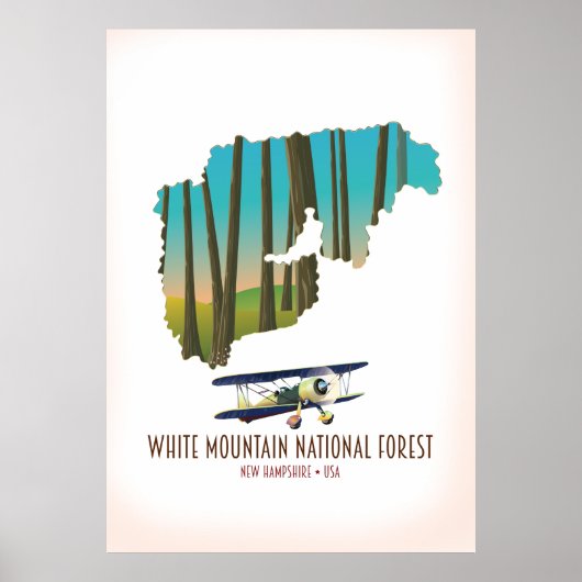 白山国有林の米国の地図 ポスター (正面)