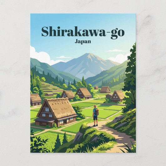 白川郷(しらかわごう)日本 ポストカード (正面)