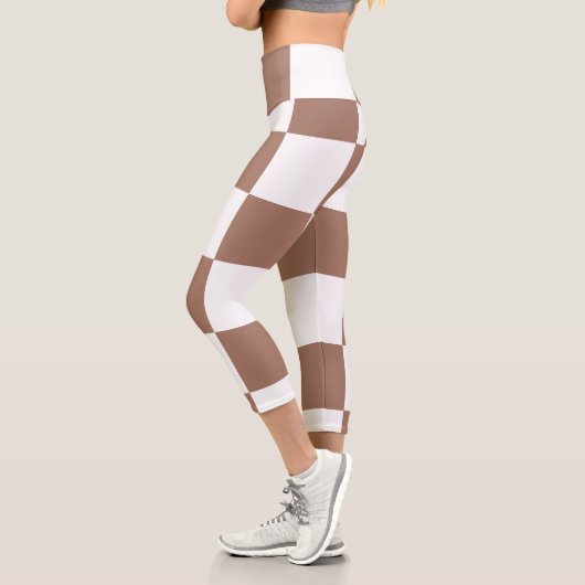 白市松模様にとモカ・ムースの模様 カプリレギンス (左)