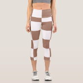 白市松模様にとモカ・ムースの模様 カプリレギンス (正面)