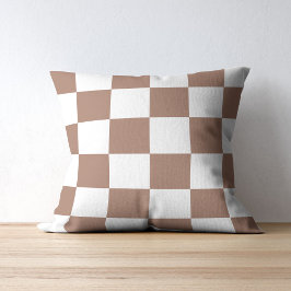 白市松模様にとモカ・ムースの模様 クッション