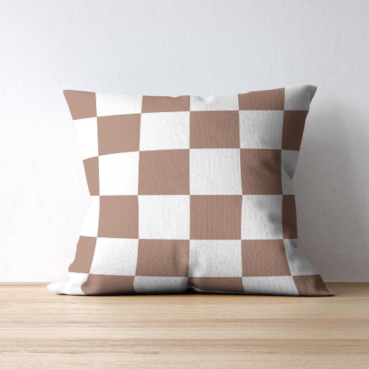 白市松模様にとモカ・ムースの模様 クッション