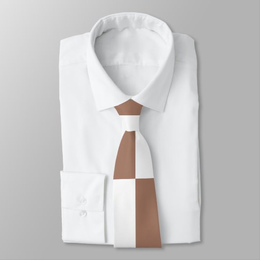 白市松模様にとモカ・ムースの模様 ネクタイ (タイ)