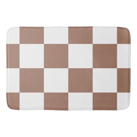 白市松模様にとモカ・ムースの模様 バスマット (正面)