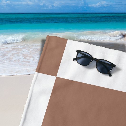 白市松模様にとモカ・ムースの模様 ビーチタオル