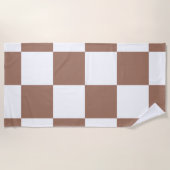 白市松模様にとモカ・ムースの模様 ビーチタオル (正面)