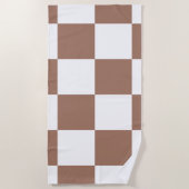 白市松模様にとモカ・ムースの模様 ビーチタオル (正面)