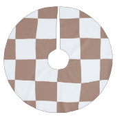 白市松模様にとモカ・ムースの模様 ブラッシュドポリエステルツリースカート (正面)